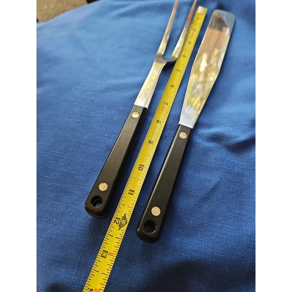 Vintage Ekco Flint Stainless Steel Kitchen Utensils Meat Carving Fork & Spreader